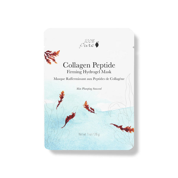 Collagen Peptide firming hydrogel mask packaging on a white background