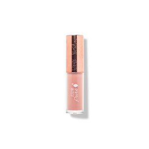 Lip gloss with rose gold cap on a white background