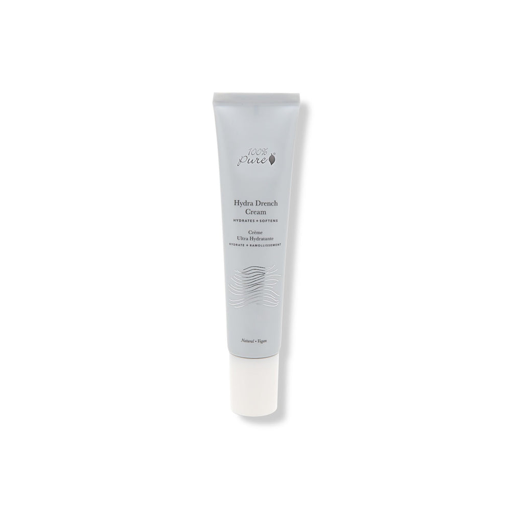 Tube of Hydra Drench Cream by 100% Pure on a white background