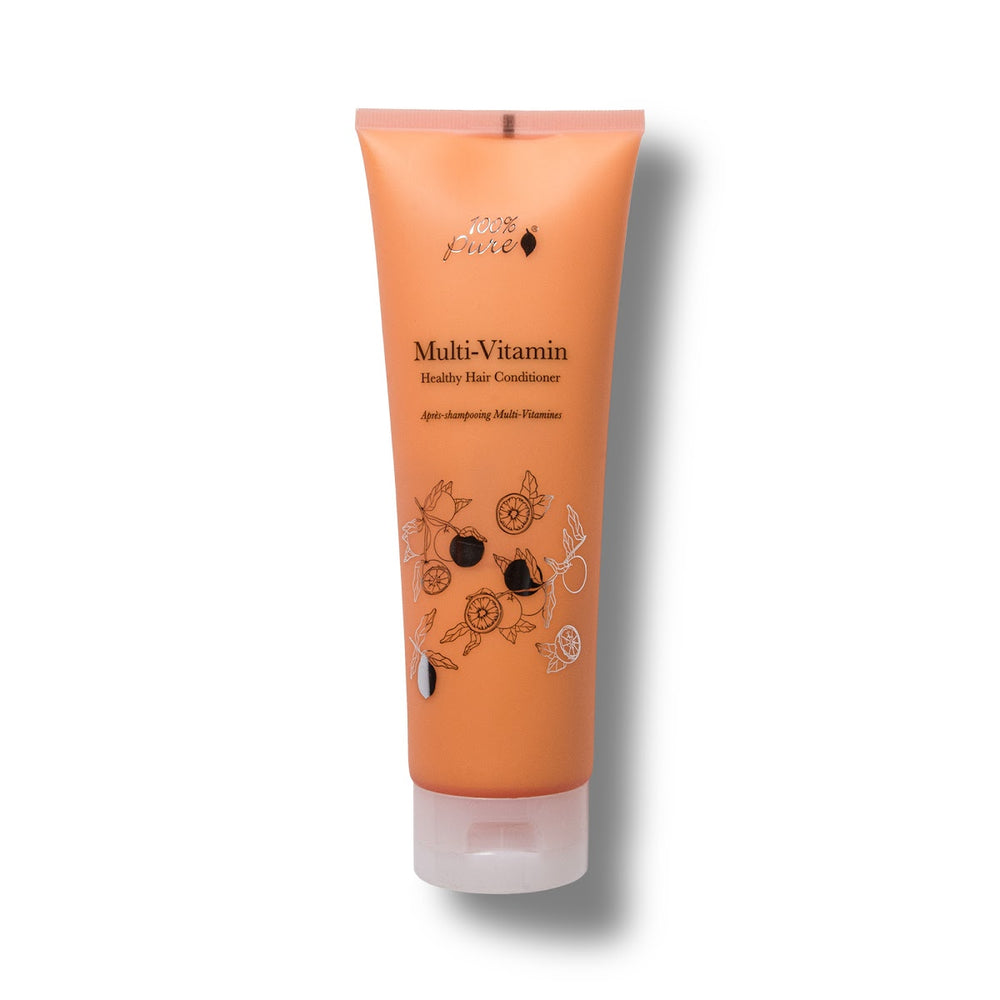 Tube of multi-vitamin hair conditioner on a white background