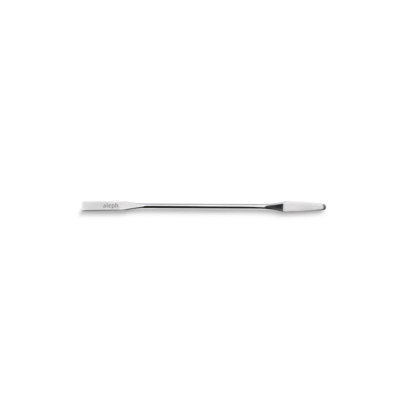 ALEPH Mixing Tool - stainless steel spatula for hygienic makeup mixing.