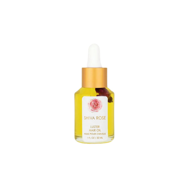SHIVA ROSE Luster Hair Oil – Ayurvedic-inspired oil with Bhringraj, Amla, and Brahmi for soft, shiny hair with a delicate fragrance.