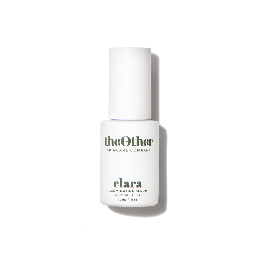Clara Illuminating Vitamin C Serum – Brightening serum with Vitamin C, Niacinamide, and Turmeric for a radiant complexion.