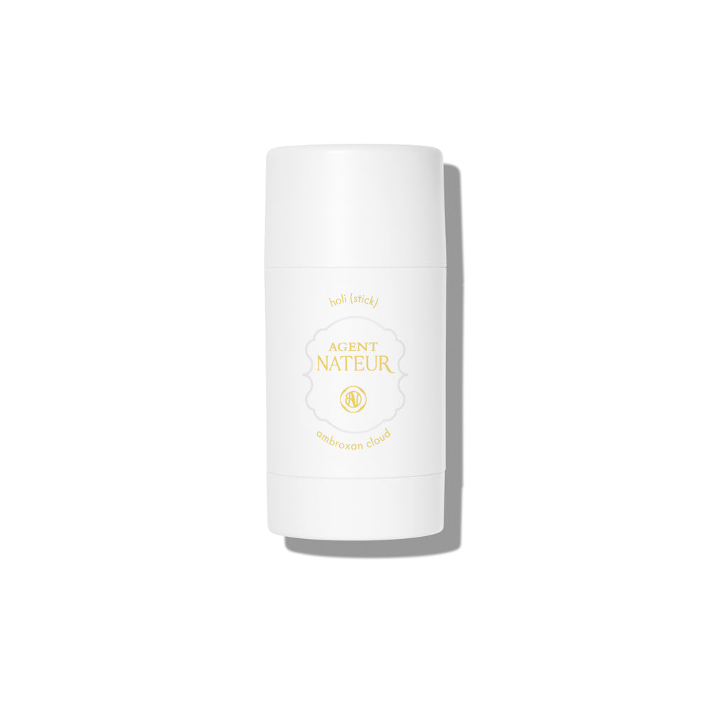 Agent Nateur holi (stick) ambroxan cloud deodorant in sleek packaging, featuring fresh, airy notes of ambroxan, jasmine, and pear.