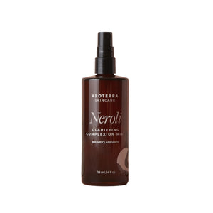 Apoterra Neroli Clarifying Complexion Mist bottle – hydrating facial mist with vitamin C, niacinamide, and neroli for refreshed, balanced, and radiant-looking skin.