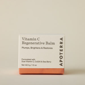 Apoterra Vitamin C Regenerative Balm packaging on a beige background