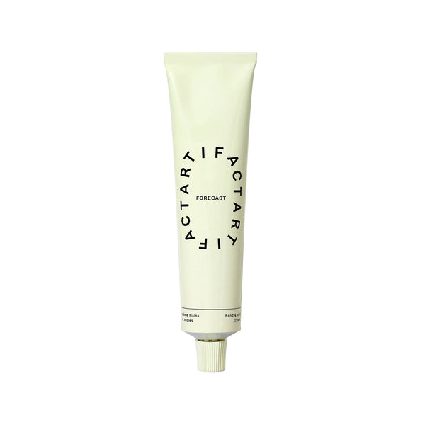 ARTIFACT Forecast Hand & Nail Cream in aluminum tube with vetiver, petitgrain, and lavender scent