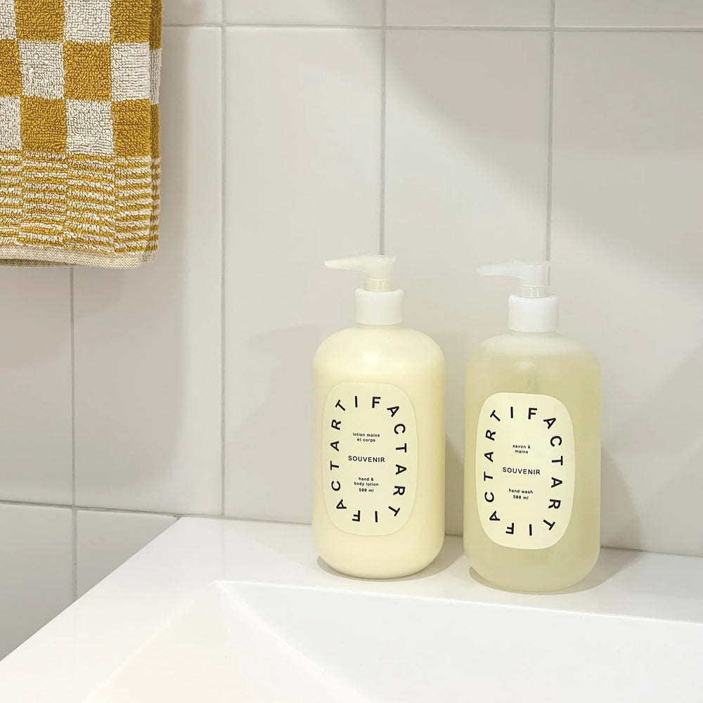 Artifact Forecast Hand & Body Lotion with Sea Kelp, Green Tea, Carrot Tissue Oil, and a calming scent of Vetiver, Petitgrain, and Lavender for firm, nourished skin.