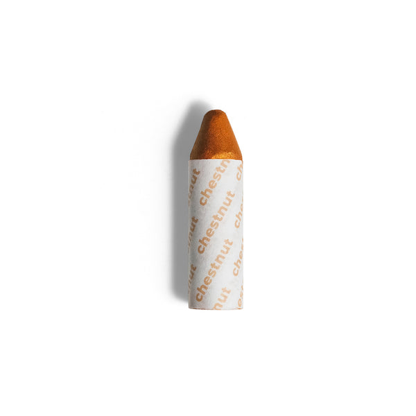 AXIOLOGY Vegan Multi-Use Balmie Crayon in Chestnut, plastic-free makeup crayon for eyes, lips, and cheeks with a bronze copper finish.