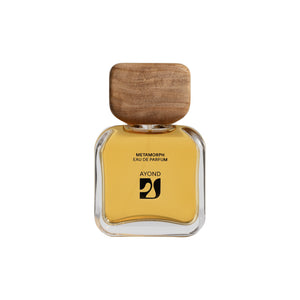 AYOND Metamorph perfume bottle with wooden cap on a white background