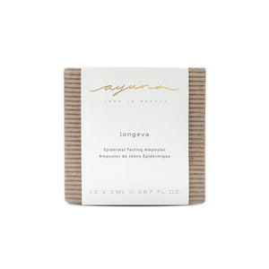 Ayuna Longeva skincare product box on a white background