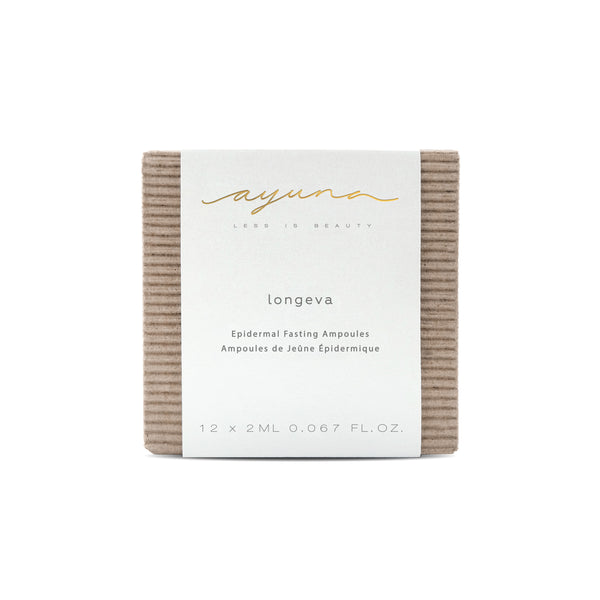 Ayuna Longeva skincare product box on a white background