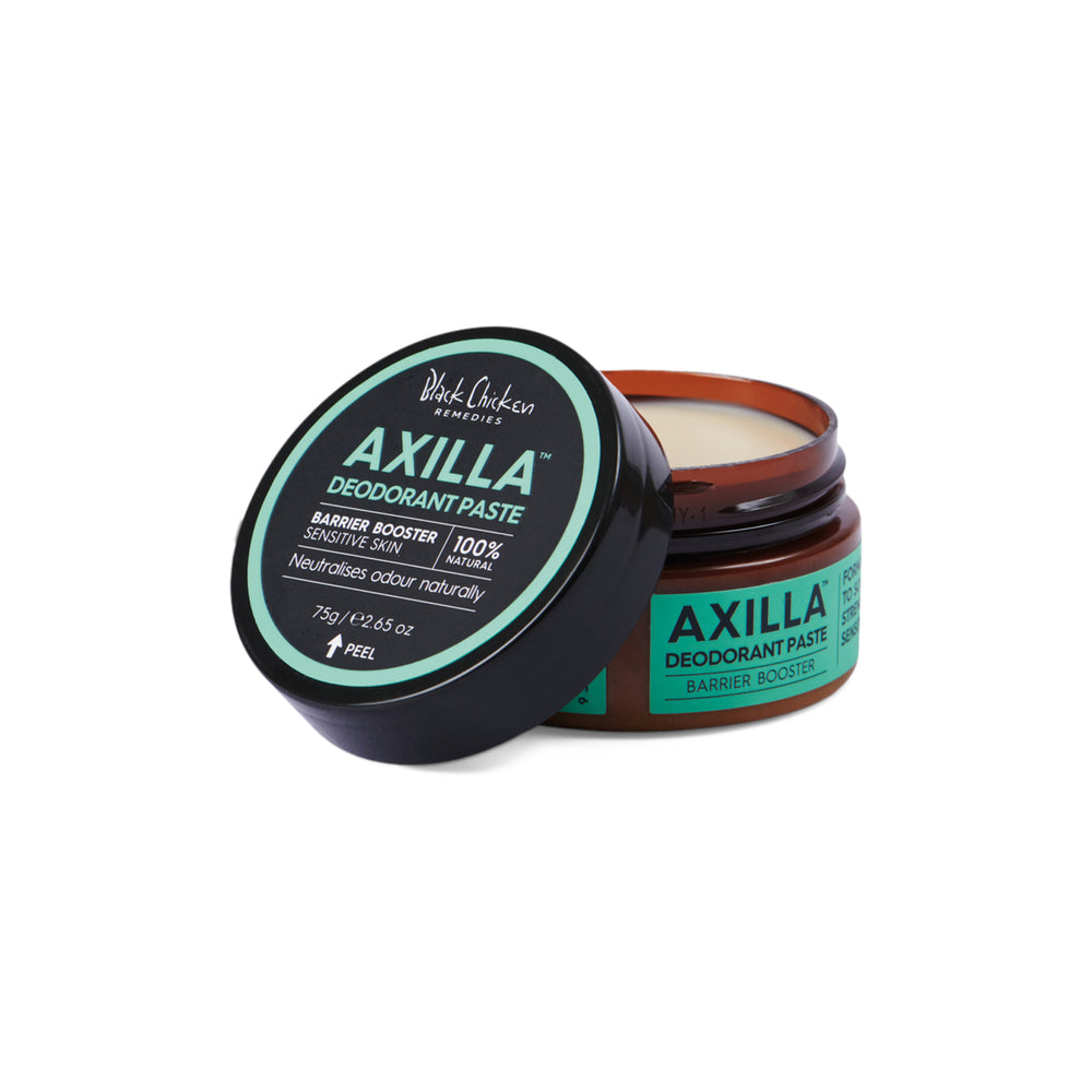 Black Chicken Remedies Axilla deodorant paste container on a white background