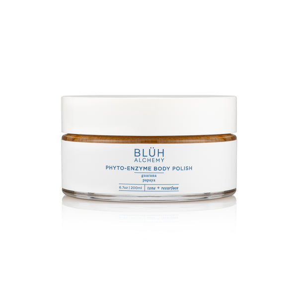BLUH ALCHEMY Phyto-Enzyme Body Polish in 200 ml jar on white background