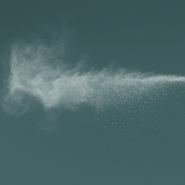 White powder being sprayed against a dark background