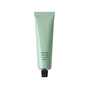 CORPUS Aromatic Hand Cream Amalgam 5 in a recycled aluminum tube with FSC-certified box, featuring notes of lemon, cypress, bergamot, vetiver, and cedar.
