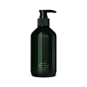 CORPUS Aromatic Hand Wash Amalgam 7 in a recycled plastic bottle with FSC-certified packaging, scented with pink peppercorn, cedar, patchouli, fennel, and bergamot.