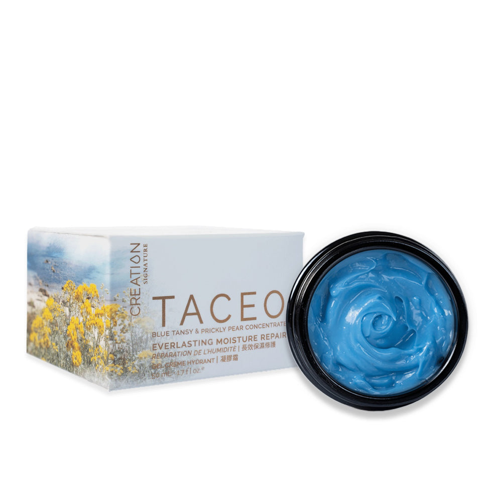 CREATION Taceo 2.0 Everlasting Moisture Gel Cream in a sleek jar, a lightweight yet deeply hydrating moisturizer infused with Mediterranean botanicals, peptides, and white truffle extract for radiant, youthful-looking skin.