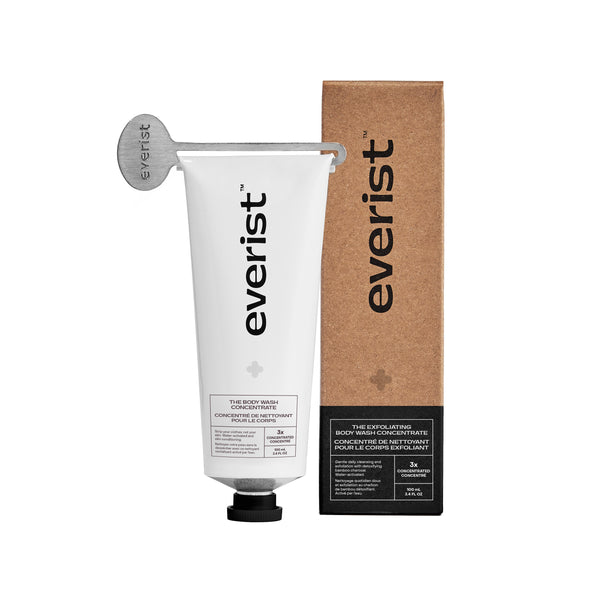 Everist Exfoliating Body Wash Concentrate in 100ml aluminum tube with key
