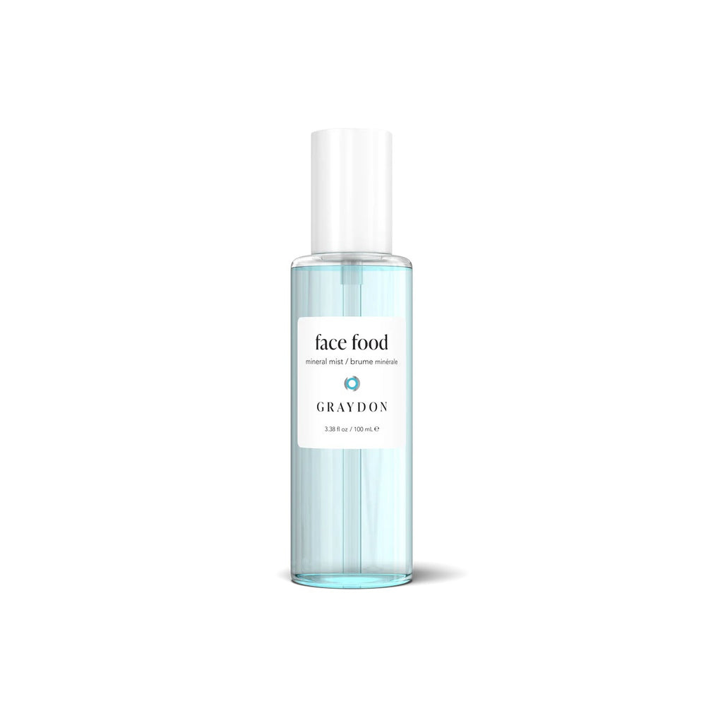 Graydon Skincare Face Food Mineral Mist – a hydrating face mist with zinc, magnesium, copper, and malachite for a fresh, balanced complexion.