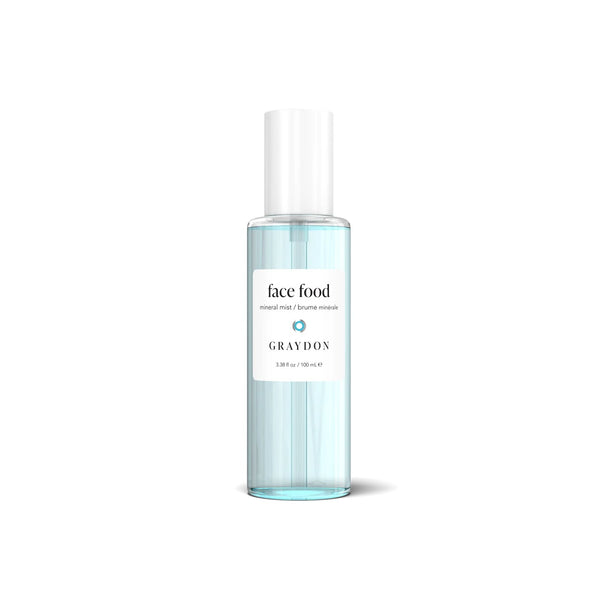 Graydon Skincare Face Food Mineral Mist – a hydrating face mist with zinc, magnesium, copper, and malachite for a fresh, balanced complexion.