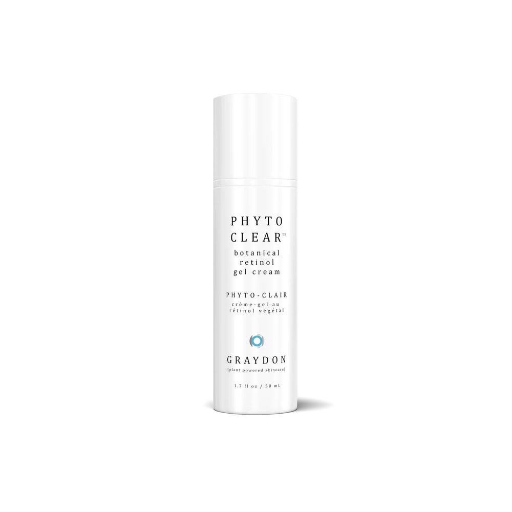 Graydon Skincare Phyto Clear – a lightweight, natural retinol face moisturizer with bakuchiol, moth bean extract, and botanical ingredients for combination skin.