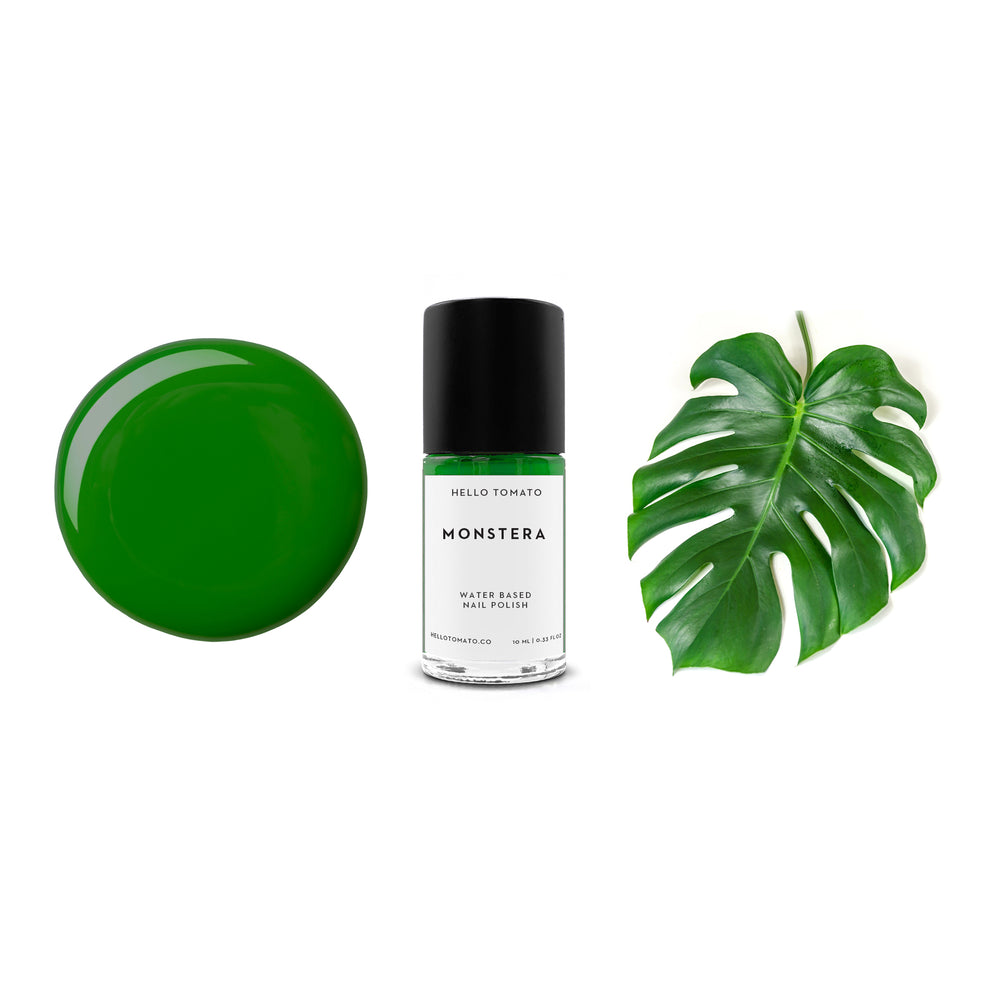 HELLO TOMATO Monstera nail polish, an uplifting green, inspired by one of the most loved home plants.