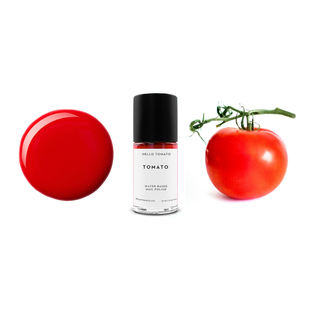 HELLO TOMATO Tomato nail polish, a bright vibrant red, inspired by the luscious little tomato.