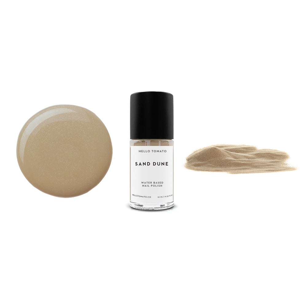 HELLO TOMATO Sand Dune nail polish, a warm wash of beige with subtle shimmer, inspired by this artful phenomenon.