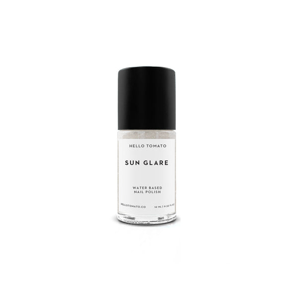 HELLO TOMATO Sun Glare nail polish, a clear multi dimensional gloss, wear alone, as an accent or a sparkly top coat.