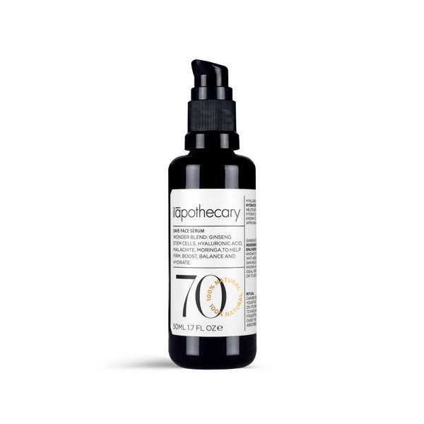 ILAPOTHECARY Save-Face Serum with ginseng stem cells, hyaluronic acid, and malachite.