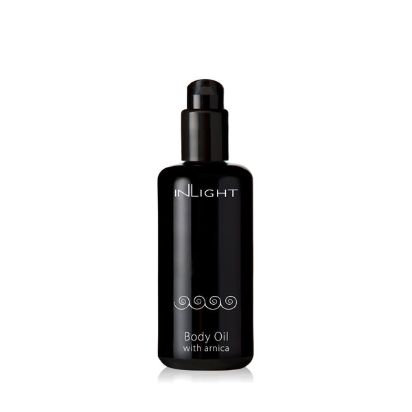 Inlight Beauty Body Oil with Arnica – A nourishing body oil with arnica, apricot kernel oil, and evening primrose oil to hydrate and rejuvenate the skin, leaving a silky, luminous finish. Perfect for post-exercise or sun exposure.