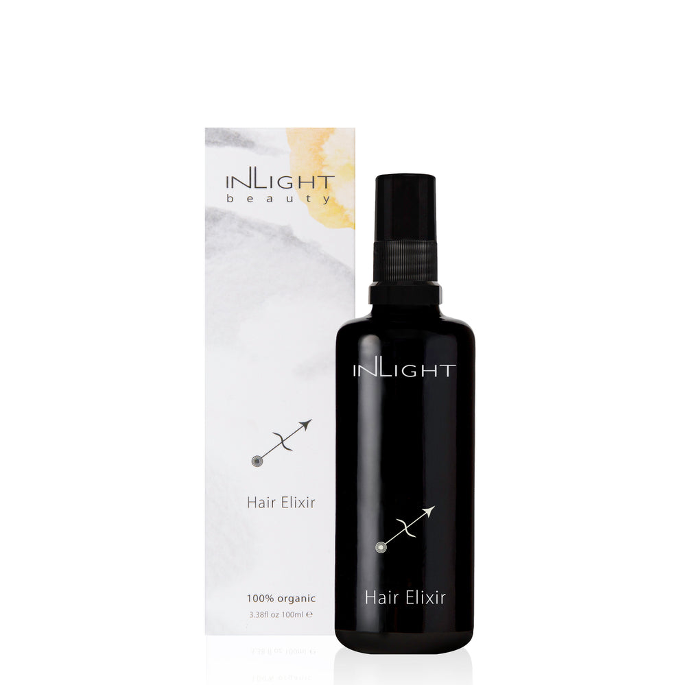 Inlight Beauty Hair Elixir - Nourishing blend of oils for all hair types, enhancing texture, shine, and strength with natural botanicals like Argan and Rosemary.