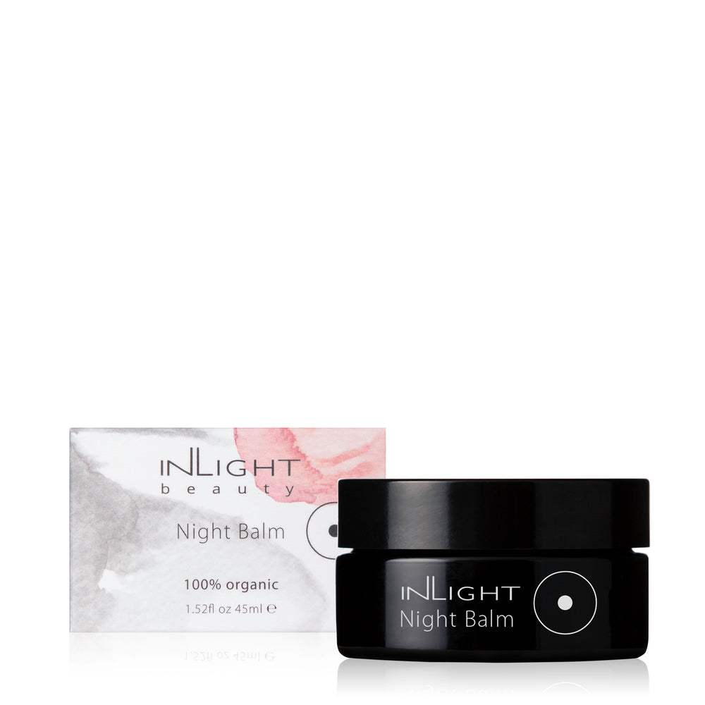 Inlight Beauty Night Balm - A replenishing, nutrient-rich balm with soothing marigold, lavender, and rose, designed to hydrate and nourish skin overnight.