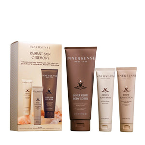 Innersense Organic Beauty Radiant Skin Ceremony — three-step body care set with scrub, body wash, and lotion