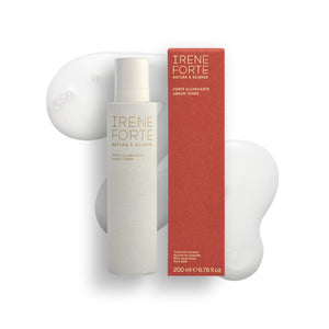 Irene Forte Skincare Lemon Toner bottle with Triple AHA Complex, featuring Italian fruit acids, Rose Water, and Witch Hazel.