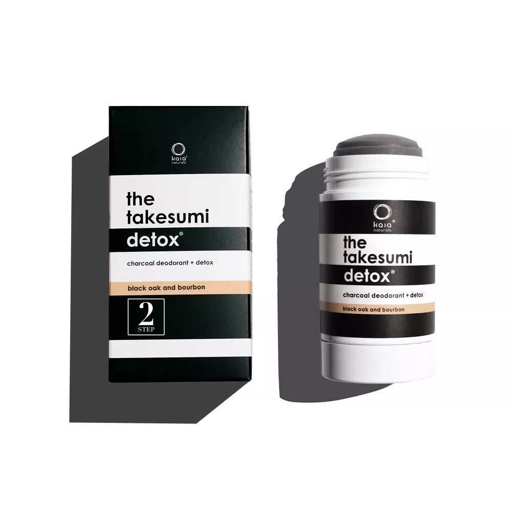 KAIA NATURALS Charcoal Deodorant Black Oak and Bourbon – Aluminum and baking soda-free formula with activated charcoal, aloe vera, and a certified natural fragrance blend.