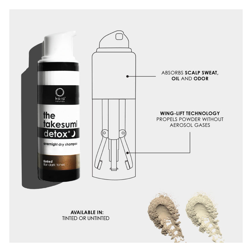 Kaia Naturals Overnight Dry Shampoo - Tinted, plant-based aerosol-free formula with activated charcoal and rice starch for refreshed, volumized hair.