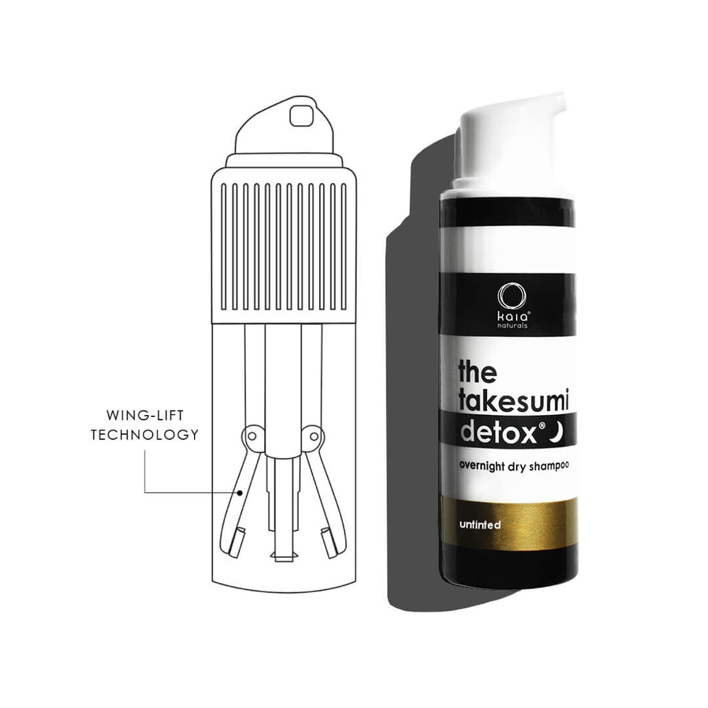 Kaia Naturals Overnight Dry Shampoo - Untinted, plant-based aerosol-free formula with activated charcoal and rice starch for refreshed, volumized hair.