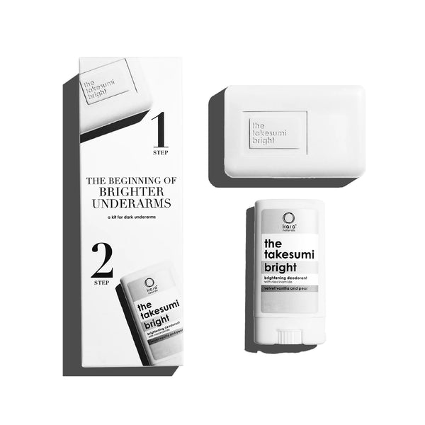  KAIA NATURALS Bright Starter Kit - Kojic acid brightening bar and niacinamide deodorant for underarm brightening and smooth skin.