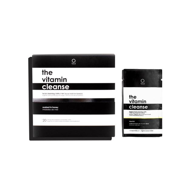 KAIA NATURALS The Vitamin Cleanse Cloths – compostable bamboo wipes for face and body, infused with vitamins and nourishing oils.