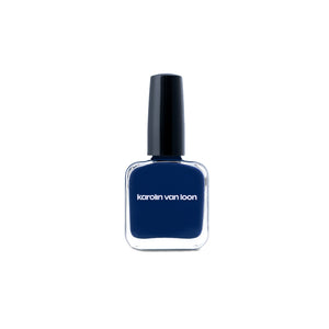 Karolin Van Loon 46 Cobalt Chic – electric blue vegan nail polish in sleek glass bottle, bold 12-free formula made in Belgium for a vibrant summer manicure.