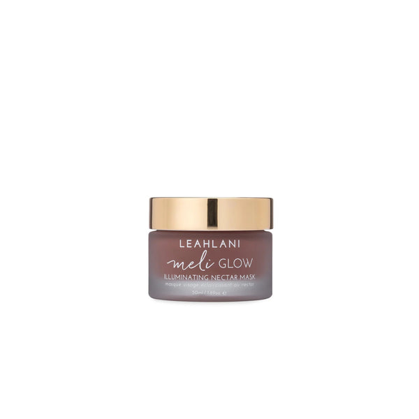 Leahlani Skincare Meli Glow Mask in a jar, creamy tropical fruit-infused mask with honey, hyaluronic acid, and mineral clays for radiant, plump, and hydrated skin.
