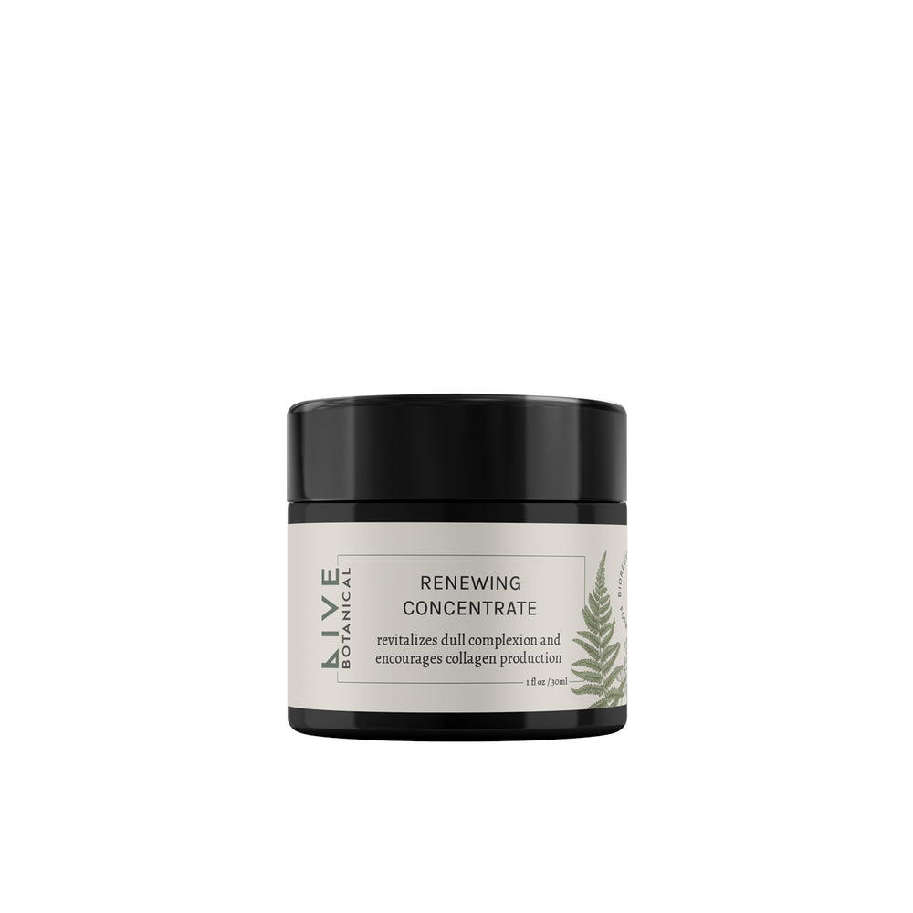 Live Botanical Renewing Concentrate – nourishing balm for dry, dull skin with encapsulated rose, lupine, and sea buckthorn for hydration and radiance