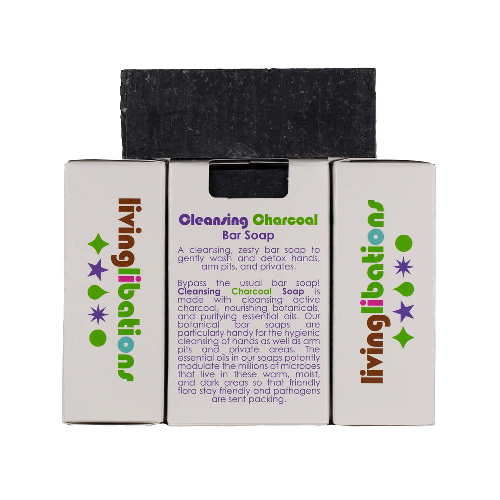 Living Libations Cleansing Charcoal Soap with activated charcoal and essential oils. 120g