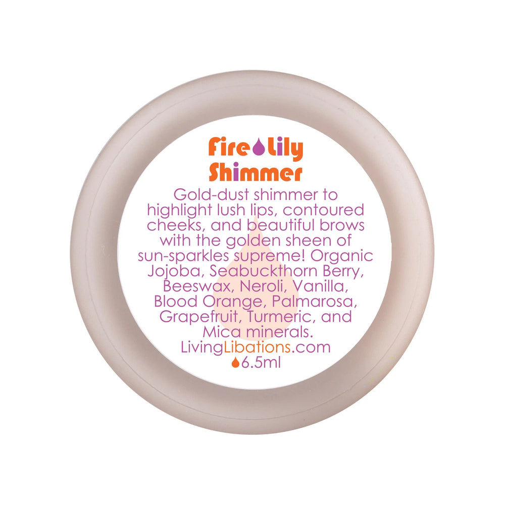Living Libations Fire Lily Shimmer balm with golden glow for lips and cheeks