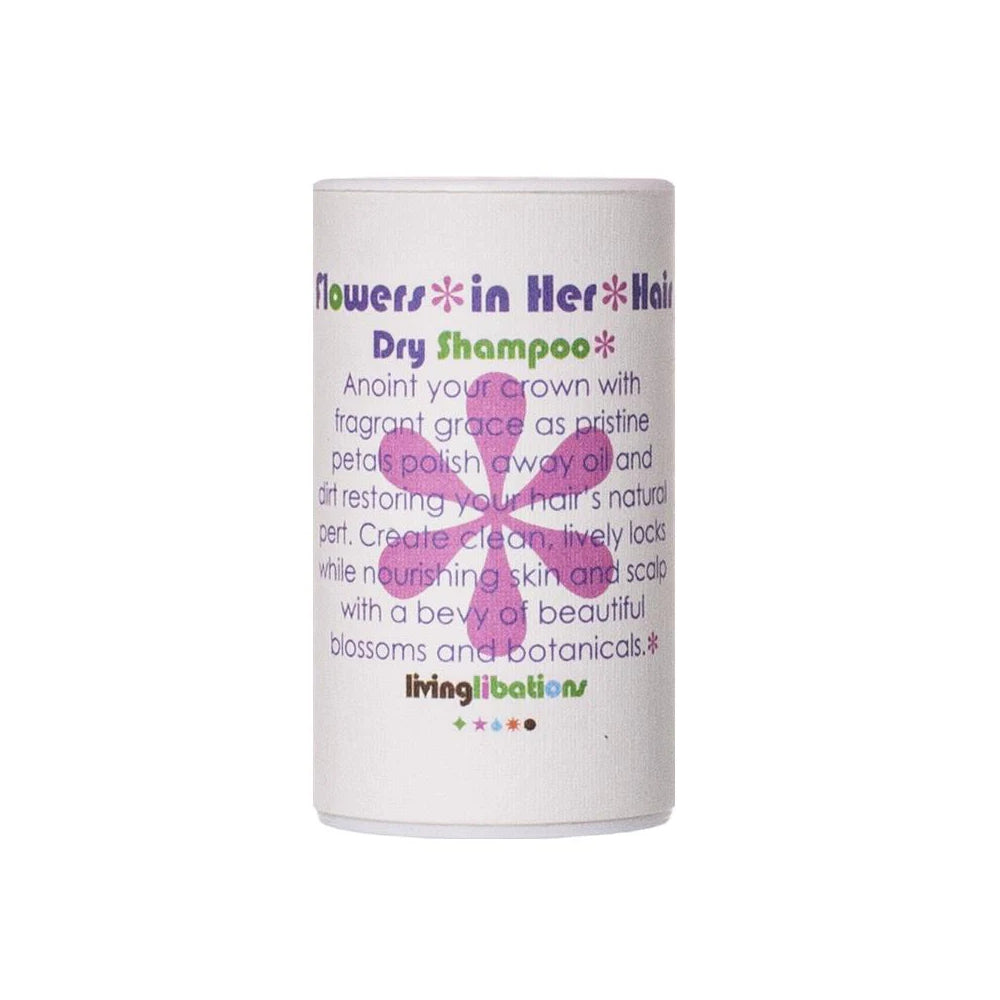 Flowers in Her Hair Dry Shampoo by Living Libations with botanical ingredients. 30ml