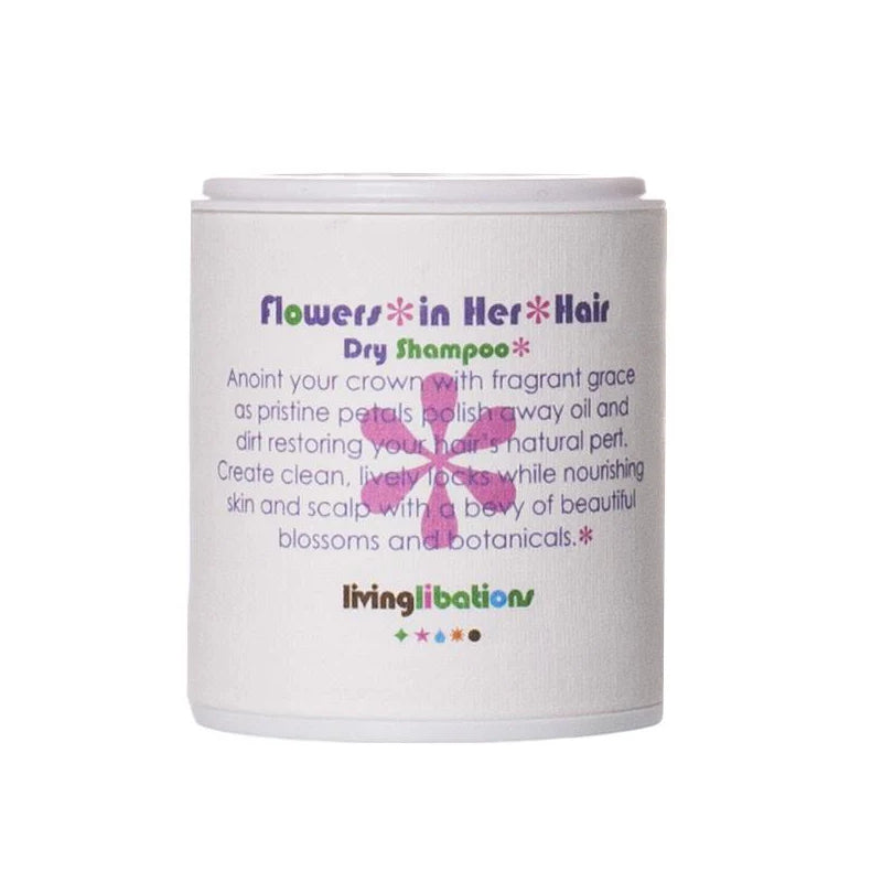 Flowers in Her Hair Dry Shampoo by Living Libations with botanical ingredients. 30ml