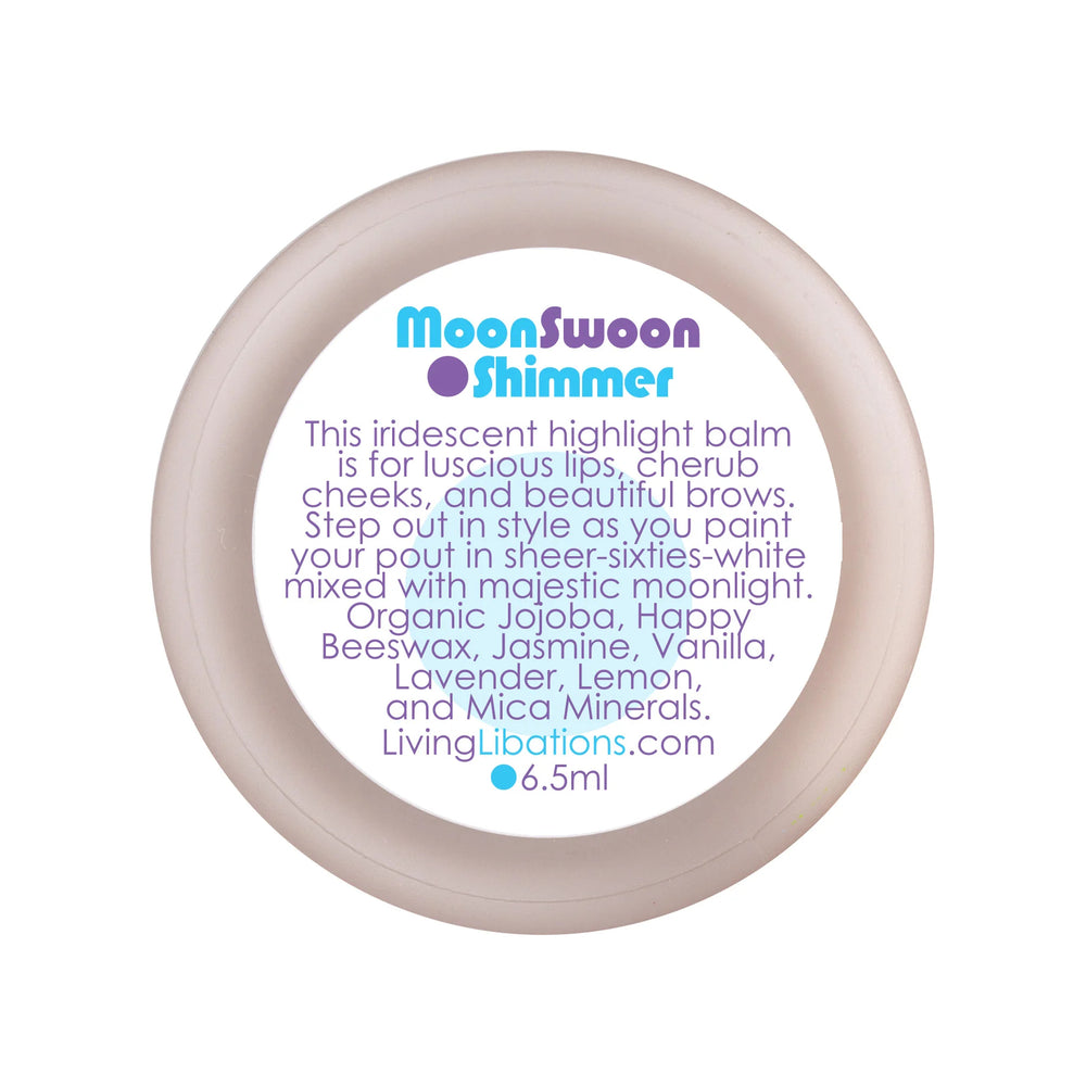 Living Libations Moon Swoon Shimmer balm with iridescent moonlight glow