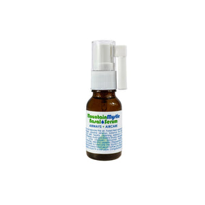 Glass bottle of Living Libations Mountain Myrtle Nasal Serum with natural ingredients like mountain myrtle, peppermint, and thyme, ideal for nasal care.